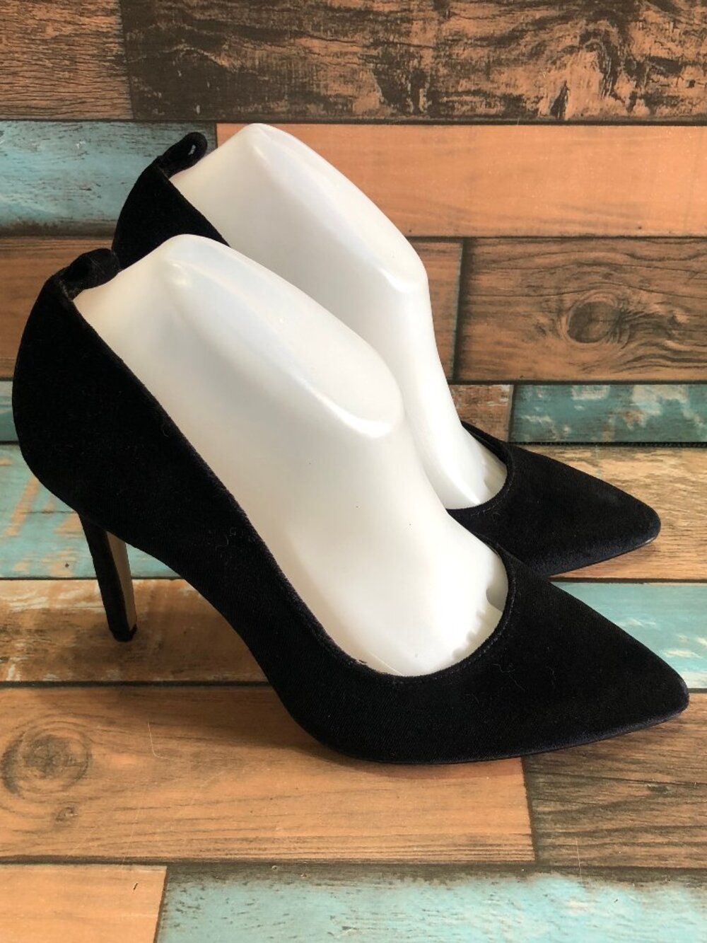 JustFab Stiletto Wanda Slip On Black Textile Uppers Women's Size 8